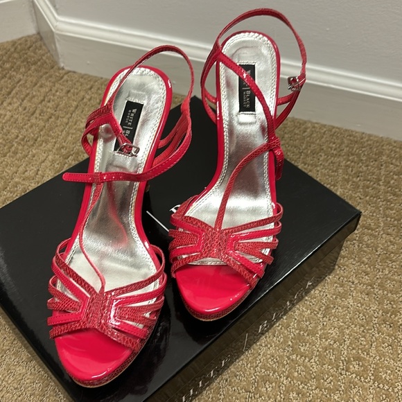 White House Black Market Hot Pink Strappy High Heels - Picture 2 of 8